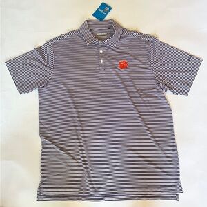 NWT Columbia Clemson Tigers Purple Striped Polo Golf Shirt Men’s XL